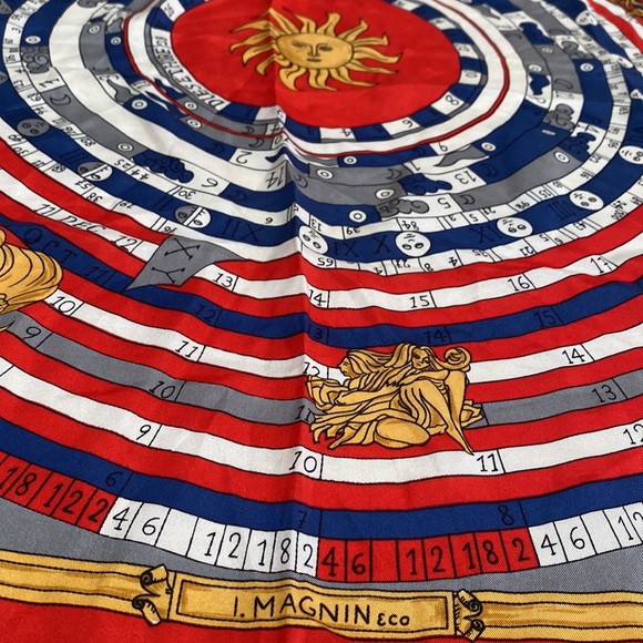 Vintage SILK SCARF 🧣 the 12 horoscopes The Sun I. MAGNIN & Co 28” by 29” - Picture 4 of 16